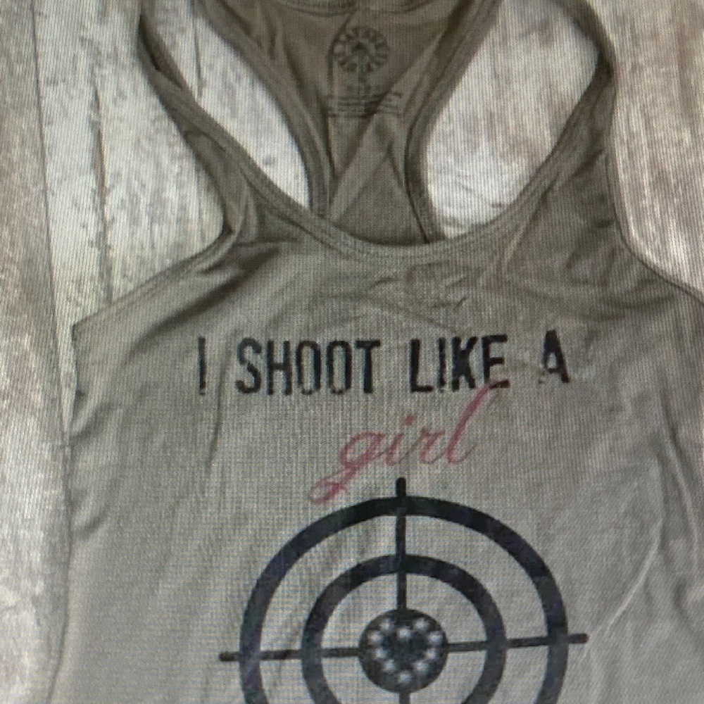 I Shoot Like a Girl Olive Green Racerback Tank Top